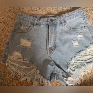 SHEIN Light Blue Denim Shorts